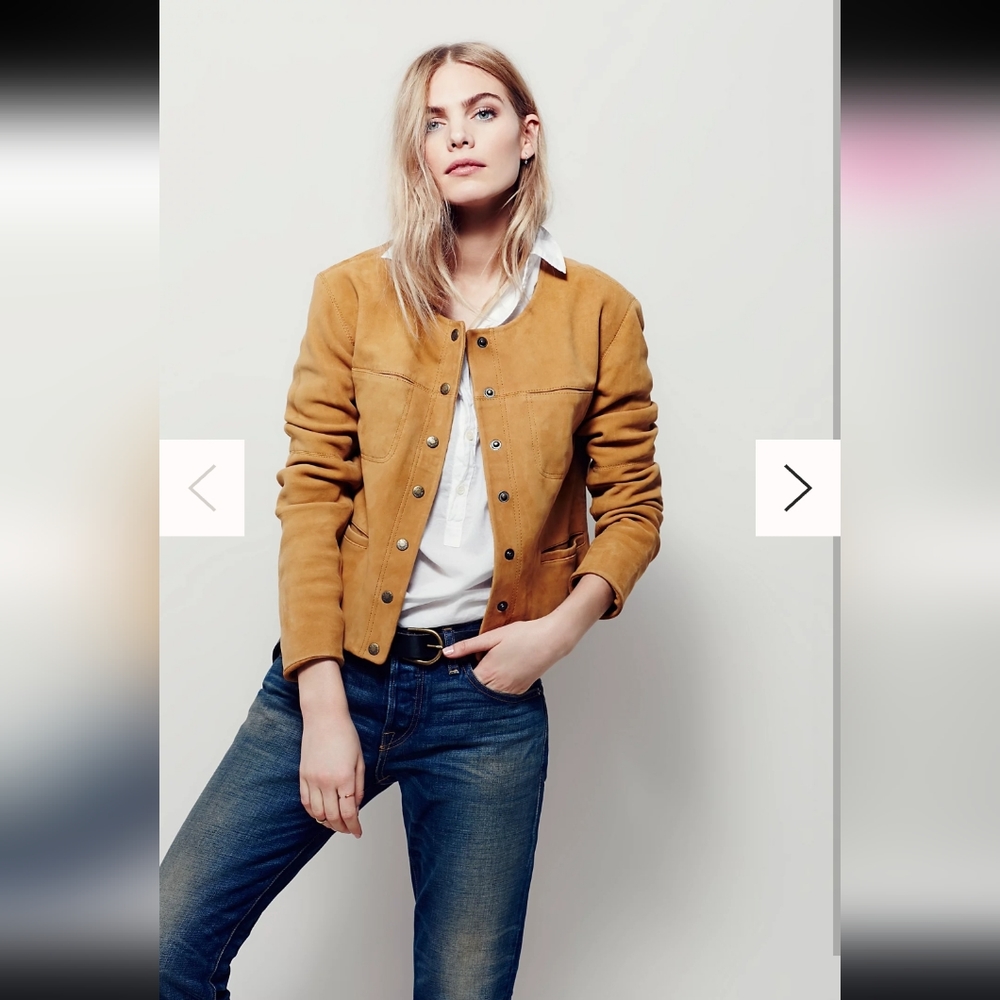 Free People Golden Haze lamb suede leather jacket